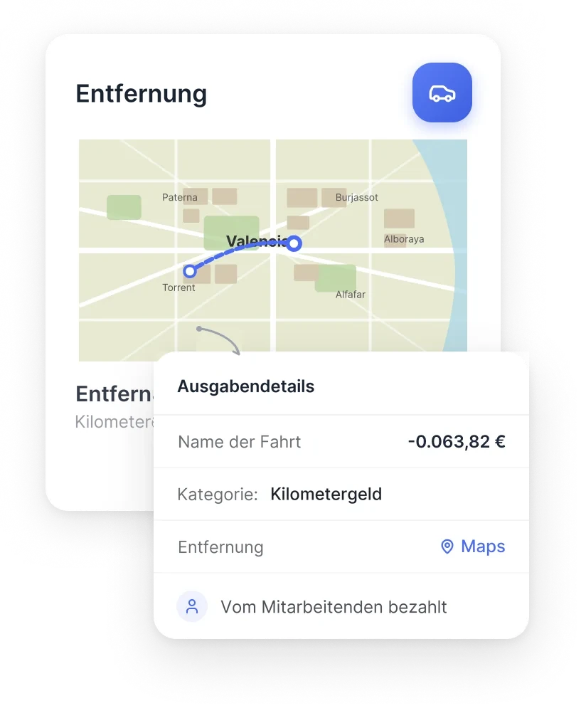 Automatische Berechnung von Route und Kilometergeld