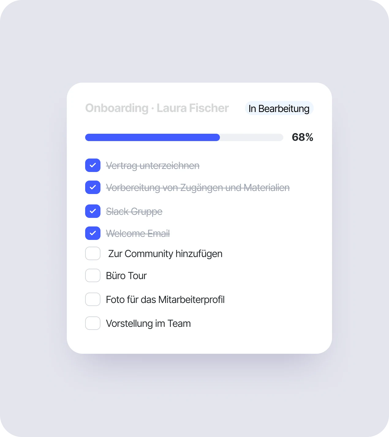 Onboarding-Checkliste einer Mitarbeiterin in Sesame HR