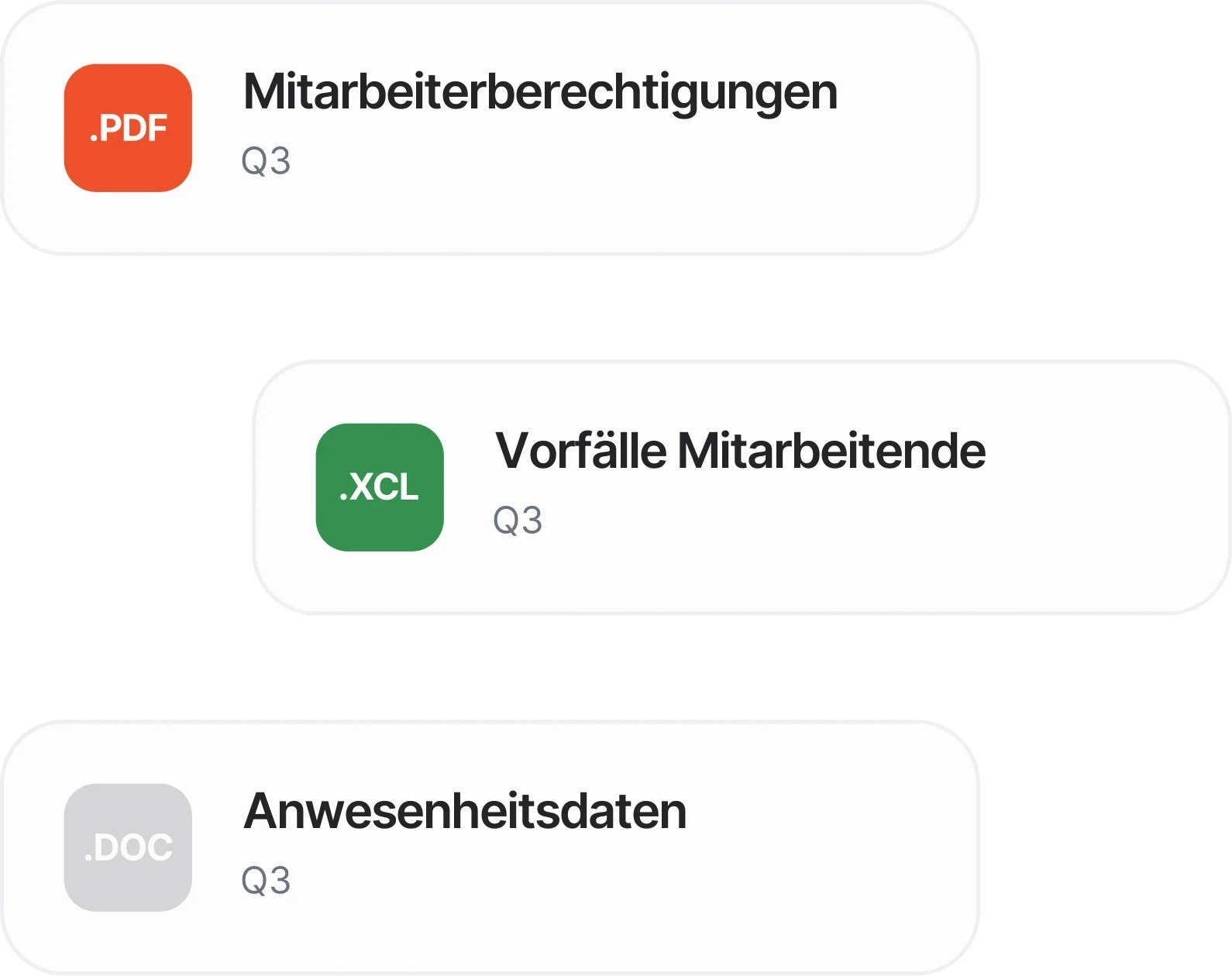 Berichte zu Freistellungen, Unregelmäßigkeiten und Anwesenheitsdaten, erstellt als PDF, Excel und Word